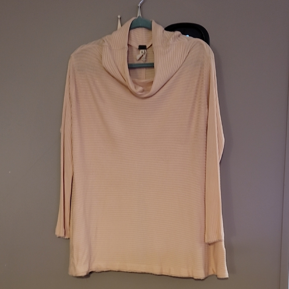 We The Free Pink and Cream Cowl Neck Sweater